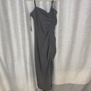 Zara Charcoal Ruched Midi Dress